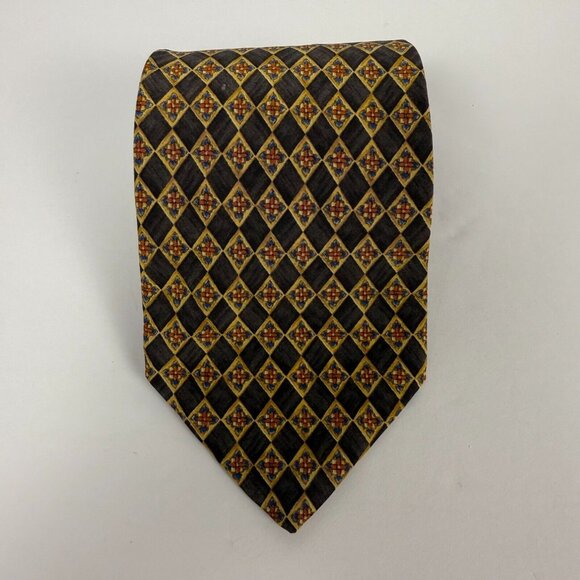 Valentino Cravatte Mens Geometric Print 100% Silk NeckTie Made in Italy Pre-own - Picture 3 of 8